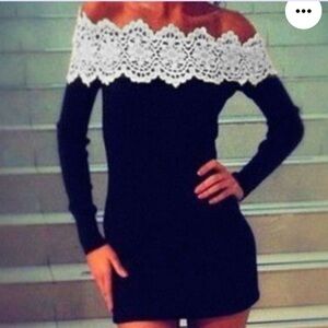 Look book black with white lace size 2 dress